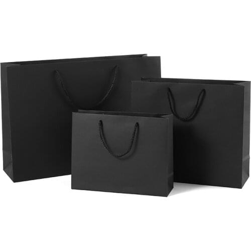 1pc/lot black Gift Bags Kraft Packaging Handle Paper Storage Bag for Wedding Candy Favor Bag With Handle Gift Bag With Handles
