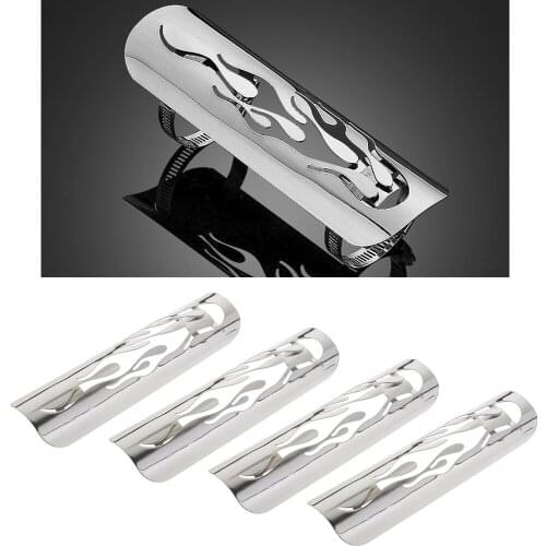 4 Pierced Flame Exhaust Pipe Heat Shield Cover Guard For Harley Cruise White