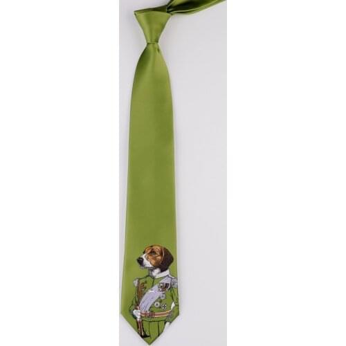 Free Shipping New Male men man unique fashion Original Design Fun Green Dog General Printing 7CM Tie Korean Student necktie