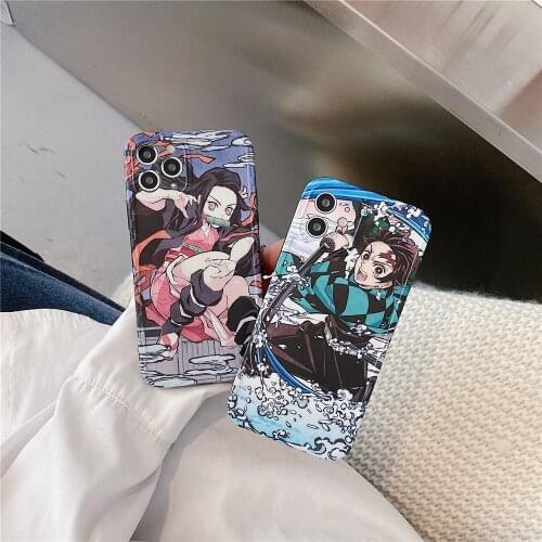 Demon slayer kamado tanjirou kamado nezuko Phone case For iPhone 12 Pro Max 12 11 Pro MAX X XS XR 7 8 plus SE cute anime cover