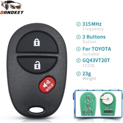 Dankdey 5pcs 315Mhz Remote Control Car Key For Toyota Highlander Sequoia Avalon Tacoma Sienna Tundra GQ43VT20T Fob 3/4/ Buttons