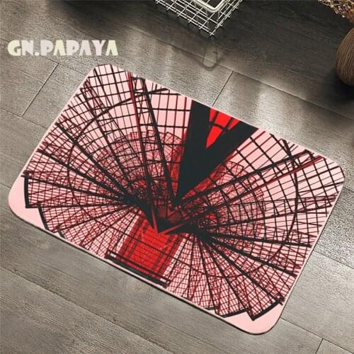 Deconstruction red Carpets hippie Bathroom Floor Mats Toilet Rugs Kitchen Area Rug Art geometric Pad Absorbent Front Door Mat