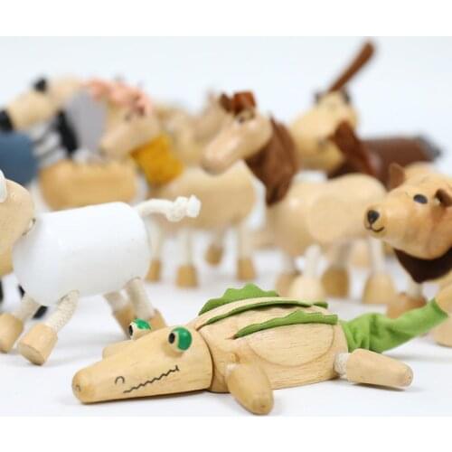 Wooden Mini Farm Animal Montessori Simulated Animal Building Blocks Sensory Jigsaw Brain Training Crafts Learning Kids Toys Gift