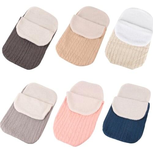 Baby Sleeping Bag Infant Stroller Warm Sleeping Bag Foot Cover Waterproof Swaddling Blanket Thickened Plus Velvet Knitted Bag