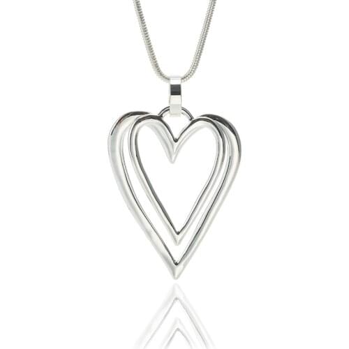 ELOHYI Long Heart Necklace for Women Vintage Statement Geometric Pendants Women Fashion Jewelry Collares Mujer Kolye Jewelry