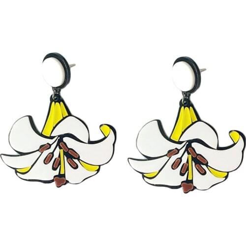 Korea fashionable Unique Hyperbole Orchid drop Earrings For women Big Actylic Flower Party Earrings Web celebrity Eardrop E18014