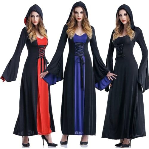 Halloween Costume Witch Medieval Dress Women Adult Plus Size Sexy Scary Wicca Cosplay Gothic Wizard Halloween Costumes for Women