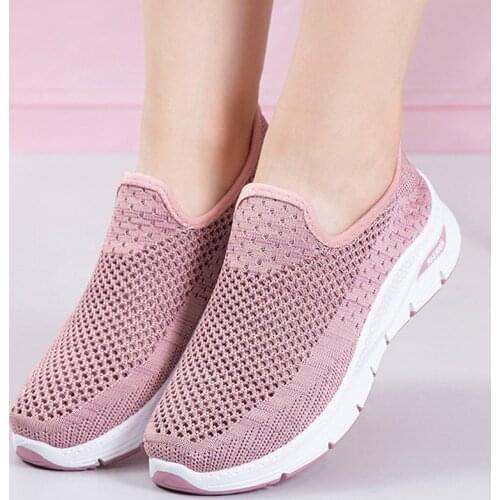 Women Sneakers Air Mesh Breathable Flat Solid Slip-On Casual Female Vulcanized Shoes Fashion Comfortable Concise Ladies Footwear