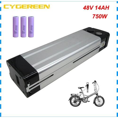 750W 48V 14AH silver fish Lithium Bateria akku 48 V 10AH Electric Bike Battery use samsung 3500mah cell with 20A BMS 2A Charger