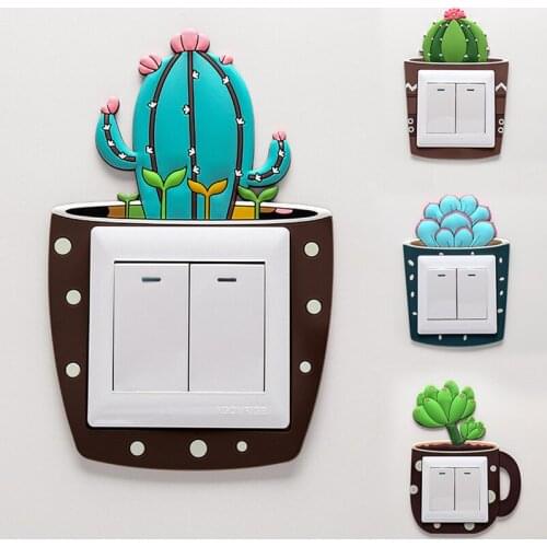 Uaincube Switch Sticker Washable Luminous Decal Cute Cartoon Animal Removable Kids Rooms Decor Soft Silicone Glow Wall Sticker