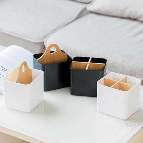 Desk Storage Box Multi-function Detachable Bamboo Wide Application Desk Pencil Holder Storage Bottles Organization