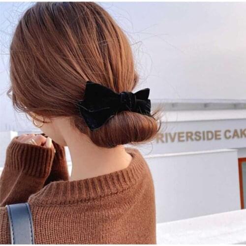 New Fashion Women Elegant Velvet Bow Magic Hair Buns Donut Hair Maker Band DIY Hair Making Tool Hair Accessories