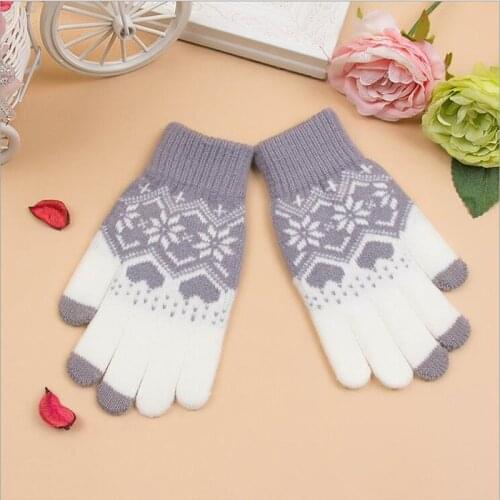 New Female Winter Gloves For Skiing Touch Screen Mittens For Women Christmas Snowflake Full Finger Wrist Warm Gloves Gants Femme