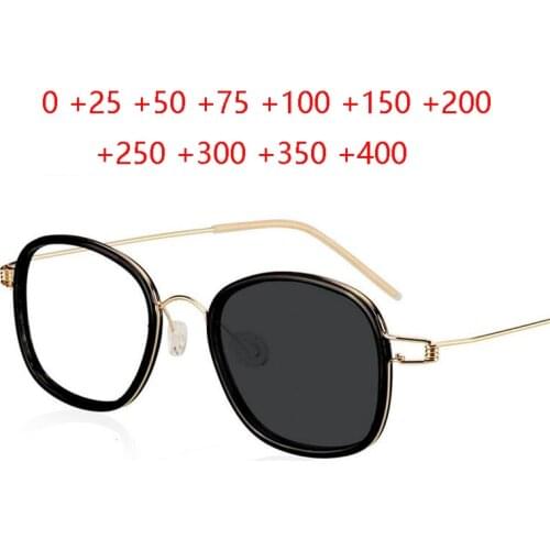 New Design Without Screws Sun Photochromic Gray Square Reading Eyeglasses Women Anti-UV Smart Discoloration Farsighted Eyewear
