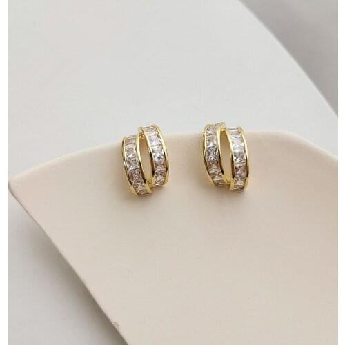 Huge Bud Cubic Zircon Stud Earrings14K Gold Brilliant CZ Brinco for Women Girls Temperament Crystal Earring Wedding Jewelry Gift