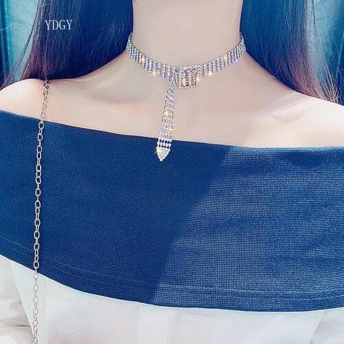 Fashion women ladies sexy Sparkling sequined Neck Necklace clavicle Chain invisibler Girls Necklace