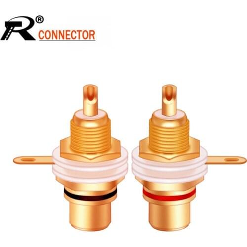 10pcs/lot RCA Female Jack Soldering Screw Panel Mount Gold Plated RCA Socket Chassis Speaker Amplifier Connector