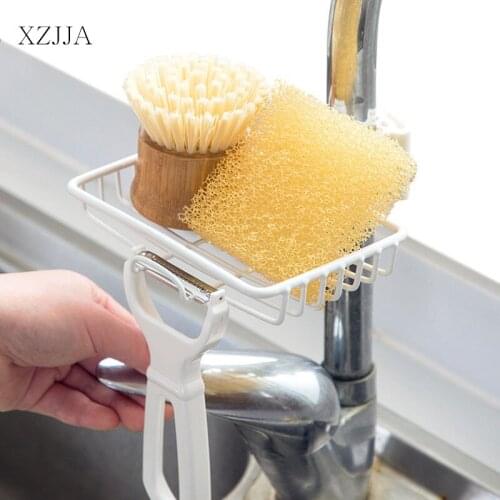 XZJJA Adjustable Sink Hanging Storage Rack Sink Sponge Holder Kitchen Bathroom Faucet Drain Shelf Kitchen Accessories Organizer