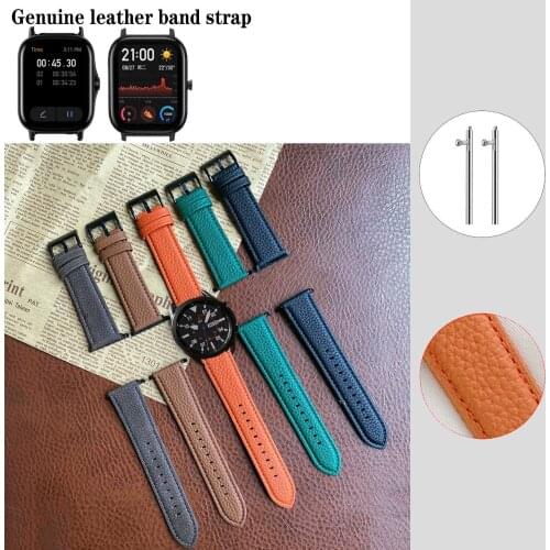 20mm 22mm Fashion Genuine Leather Band Strap For Huami Amazfit GTS 2e GTS2 mini / GTR 42mm / Bip Lite / Bip S /Bip S Lite /Bip U