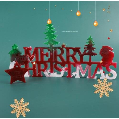 Merry Christmas Letter Silicone Mold DIY Crystal Epoxy Mould Xmas Decor Epoxy Resin Decorative Craft Creative Xmas decoration