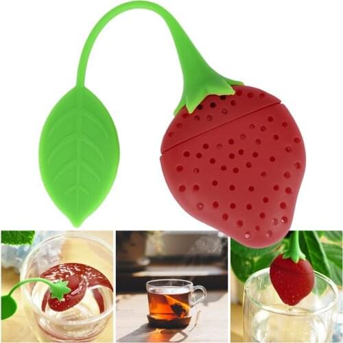 Strawberry Shape Tea Infuser Pure Soft Silicone Rubber Loose Tea Leaf Strainer Herbal Spice Filter Diffuser Kitchen Gadget