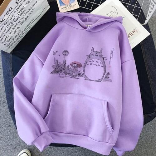 Totoro Hoodies Studio Ghibli Cute Anime Funny Cartoon Women Harajuku Ullzang Kawaii Graphic Sweatshirt Winter Warm Hoody Female