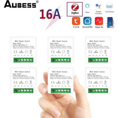 1pcsTuya ZigBee Smart Light Switch Module, Smart Home Automation DIY Breaker Supports 2 Way Control, Work With Alexa Google Home