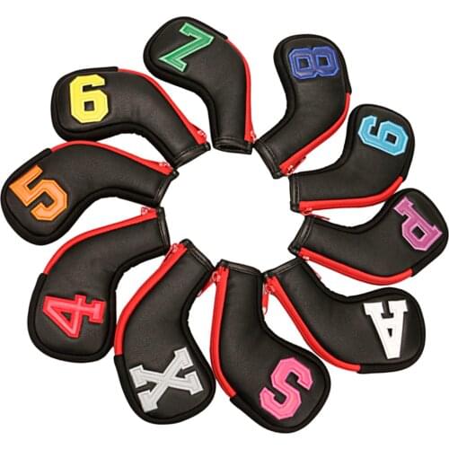10 Pack Golf Irons Club Head Covers Wedge Iron Protective Head Cover with Numbers Embroidery Printed