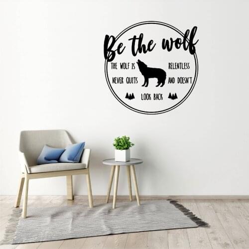 Inspirational Quote Wall Decal Be the Wolf Lettering Vinyl Window Animals Art Mural Bedroom Living Room Man Home Decor DW7979