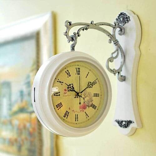 Unique gift retro home decorative rotated antique the double two faced wall clock vintage on the wall