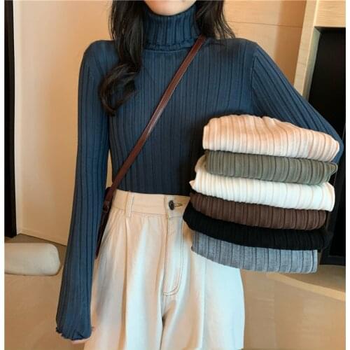 Turtleneck Women Sweater Women Black White Long Sleeve Pullover 2021 Autumn Winter Casual Pink Jumper Loose Sweaters Oversized