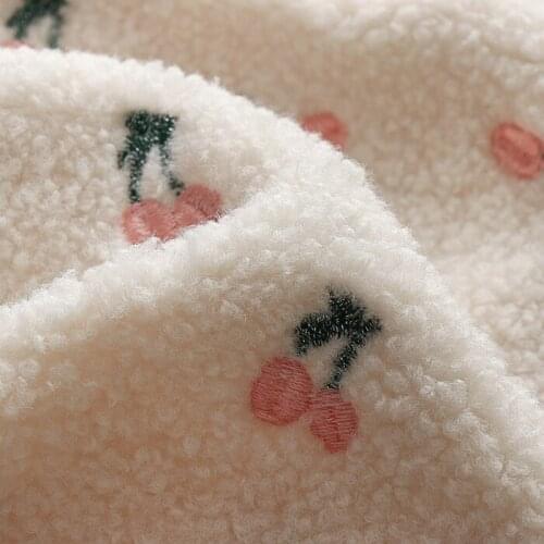 W160cm 0.5meter/lot Pink Embroidery Velvet Fabric Coat, Jacket,Table Cloth, Toy Handmade Sewing Fabric Decoration Material X1063