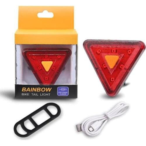 LED Bike Rear Light Triangle Bicycle Tail Light USB Rechargeable Cycling Taillight Waterproof Night Riding Safety Warning Lamp
