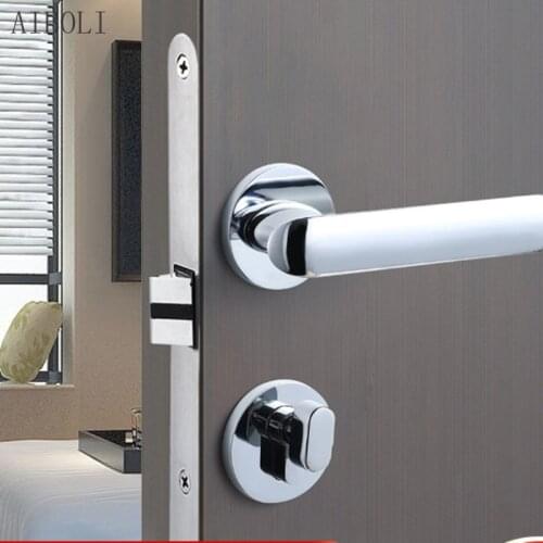 Silent Silver Door Lock Split Lock Zinc Alloy Indoor Door Lock Bathroom Door Lock Handle Lock