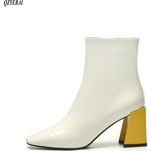 2020 New Autumn/winter Womens boots Genuine leather Chelsea ankle boot High heels European brands handmade