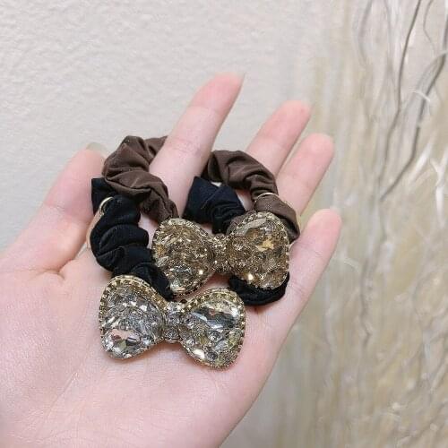 Women Fashion Rhinestone Bowknot Hair Ties 2021 Lady Fashion Party Hair Accessories
