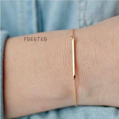 Gold Silver Color Thin Bar Bracelets For Women Men Stainless Steel Hand Chain Curved Bar Bracelet BFF Jewelry Party Gifts S2028