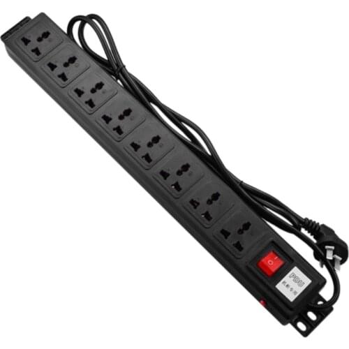 1U PDU 8 Outlet Metal Power Strip Surge Protector 250V 10A 2500W with Long Extension Cord for 19 inch Server Rack Dropshipping