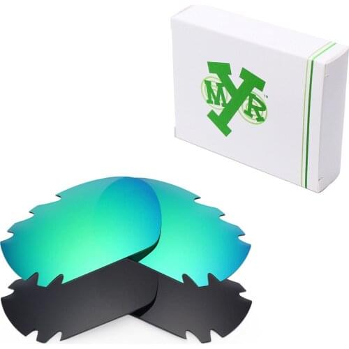 2 Pairs Mryok POLARIZED Replacement Lenses for Oakley Jawbone Vented Sunglasses Stealth Black & Emerald Green