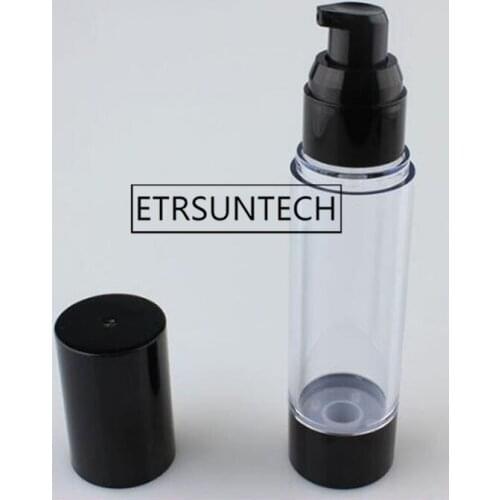 200pcs/Lot 50ML Classic Black Vacuum Airless Pump Bottle Cosmetic Essence Oil Lotion Packing Refillable Bottle
