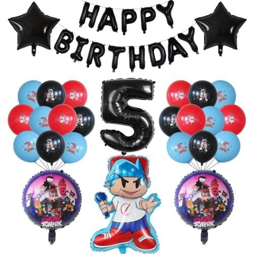 27pcs Friday Night Funkin Number Balloons Sets Birthday Party Decorations For Kids Baby Shower Party Supplies Air Globos Toys