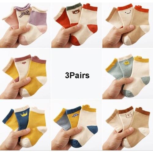 3Pairs/bags Baby Socks Cotton Newborn Socks For Boy Girls Breathable Socks Kids Animal Print Toddler Socks For Child 0-4Age