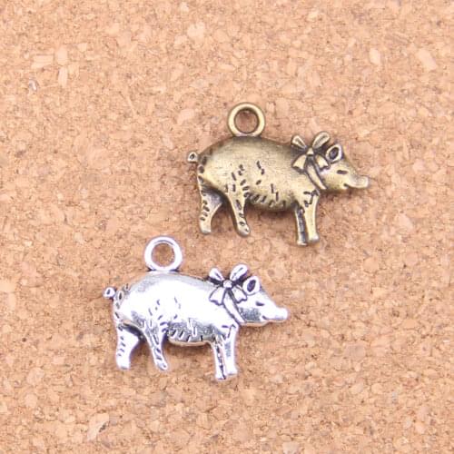 42pcs Charms 3D pig 21x16mm Antique Pendants,Vintage Tibetan Silver Jewelry,DIY for bracelet necklace