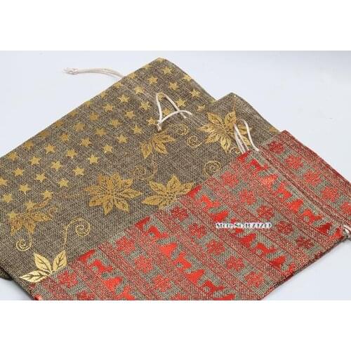6"x14" Chrismas Jute Wine Bags ,Linen cloth Drawstring Bag,Drawstring Organza bag Christmas Wedding Gift Packaging bags