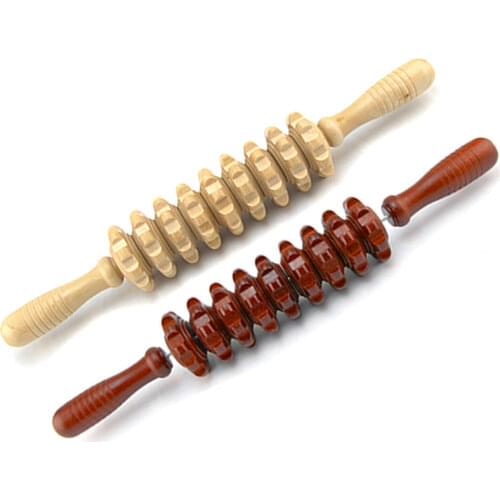 9-Wheel Wooden Abdomen Massager Multifunctional Fitness Roller Stick Muscle Relax Tool Body Anti Cellulite waist Massage