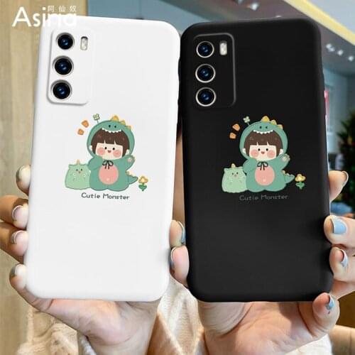ASINA Liquid Silicone Case For Huawei P40 P30 P50 P Smart 2019 Z Cover Cartoon Bumper Girl Fashion Cases For Nova3 3i Capa Girl