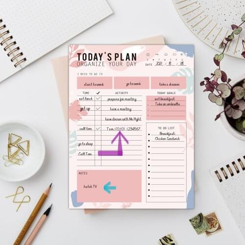 Undated Daily Planner Time Schedule Agenda Notebook 52 Sheets Easy Tear Off Magnetic Diary Notepad with Goals School Supplies