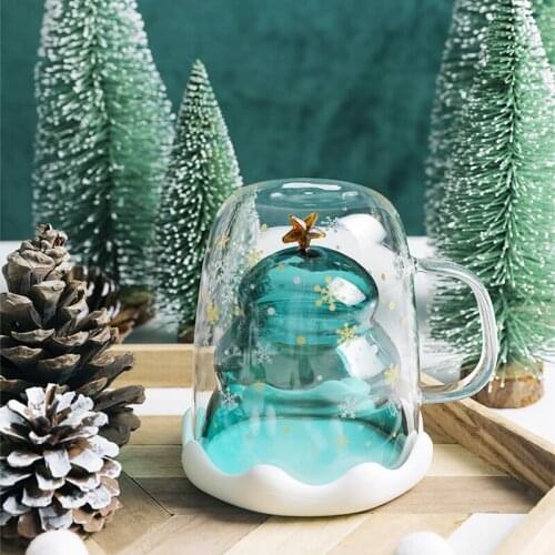 Christmas 2020 Xmas Coffee Milk Mug Glass Cup Glasses Mugs Tea Drinkware Gift Blue кружка кружки кружка для чая большая бокалы