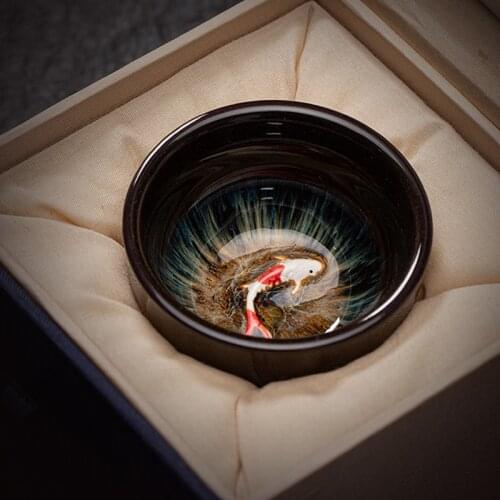 Fish Cup 50ml Ceramic Teacup Chinese Kung Fu Tea Bowl Puer Teacup Creative Vintage Puer Cups Teaware Drinkware Crafts Decoration