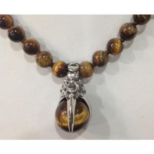 Ddh003808 8MM GENUINE TIGER EYE ROUND BEADS NECKLACE & PENDANT 28% Discount